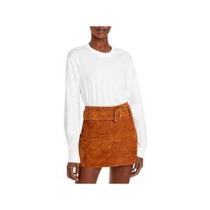 A.L.C. Womens White Cut Out Tie Long Sleeve Crew Neck Top L